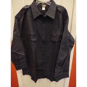 Combat Cloth Mens Shirt 2XL Navy Blue Ripstop Long Sleeve Button Up Tactical